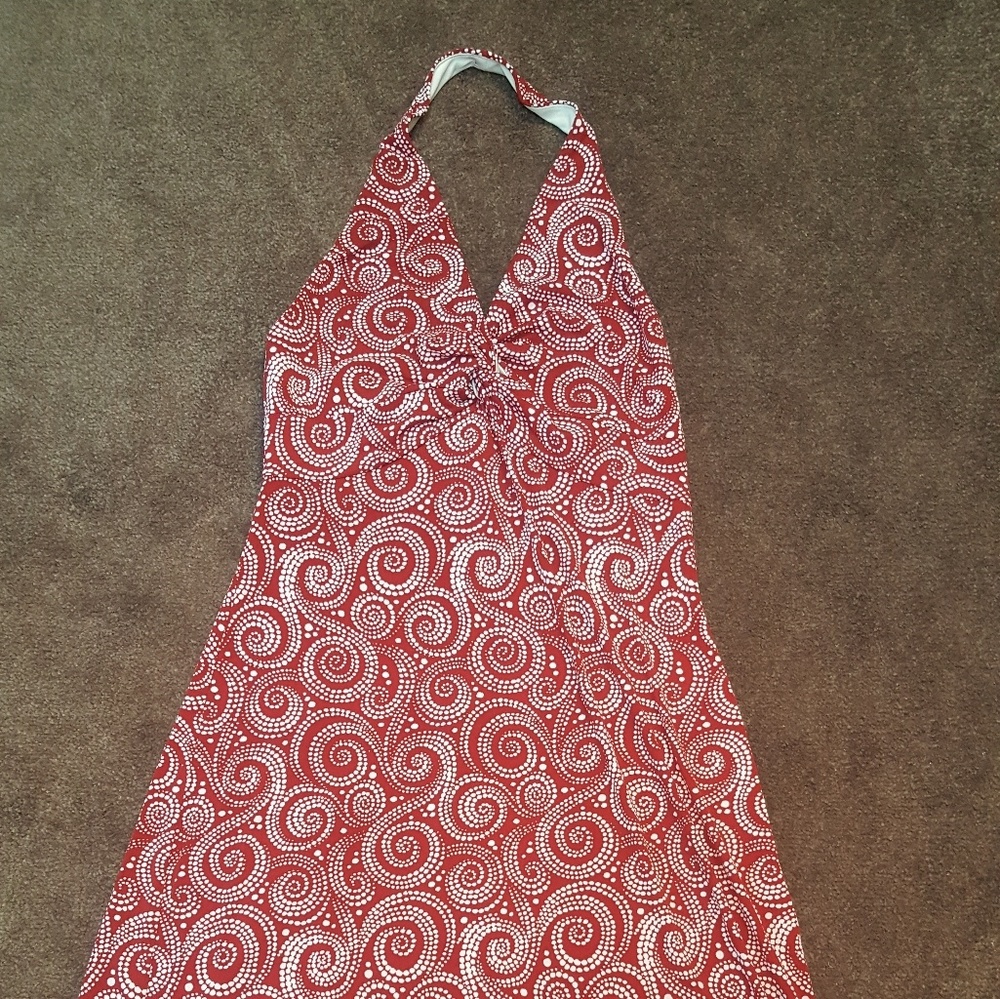 Red &White Halter Dress